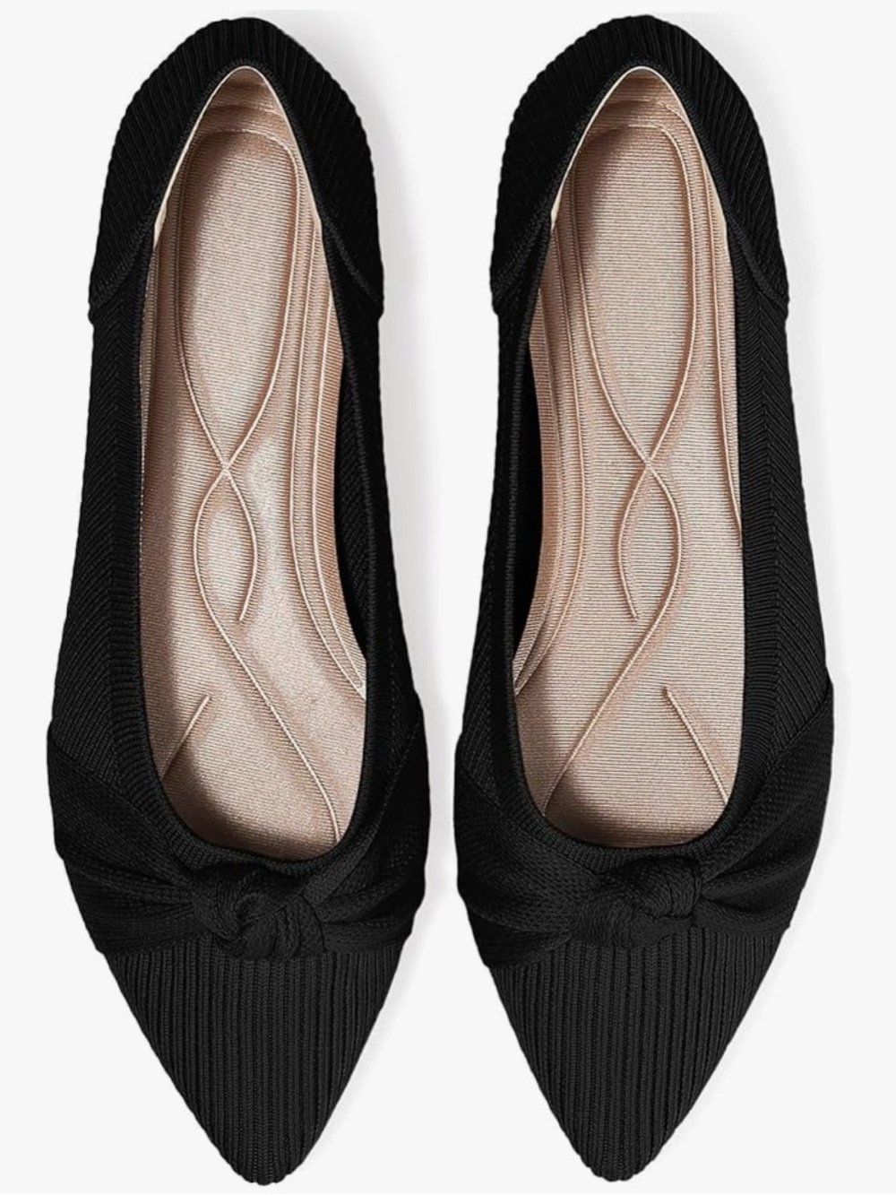 Knit Pointed Ballet Flats with Knot Accent 🩰
